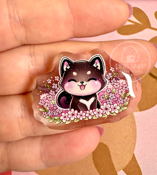 Shiba Sakura - Acrylic Pin