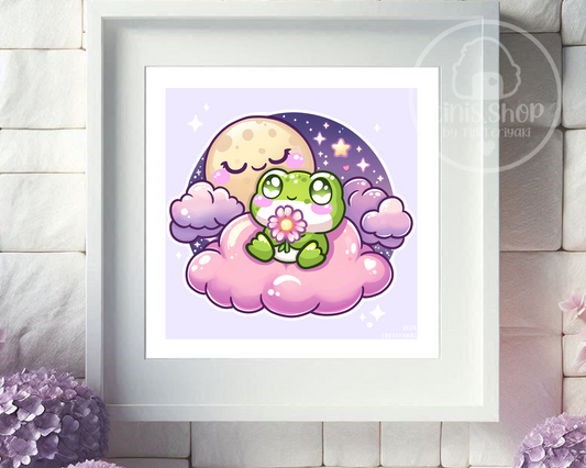 Froschi bei Frau Mond - Art Print