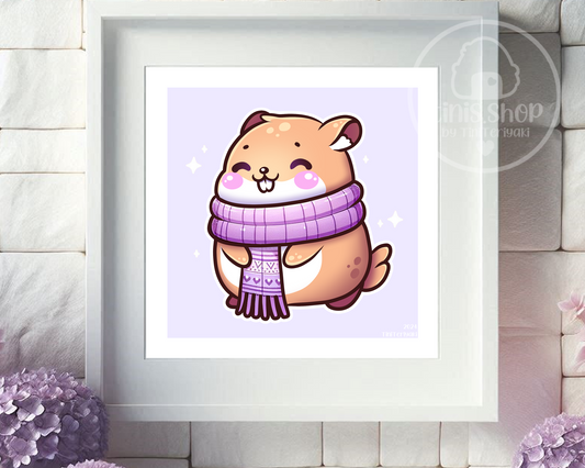 Hamster mit Schal - Art Print