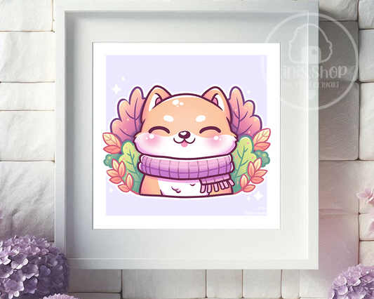 Shiba im Herbst - Art Print