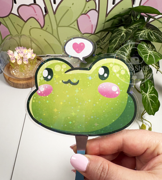 Froschi Herz - Chunky Sticker transparent mit Holo-Effekt