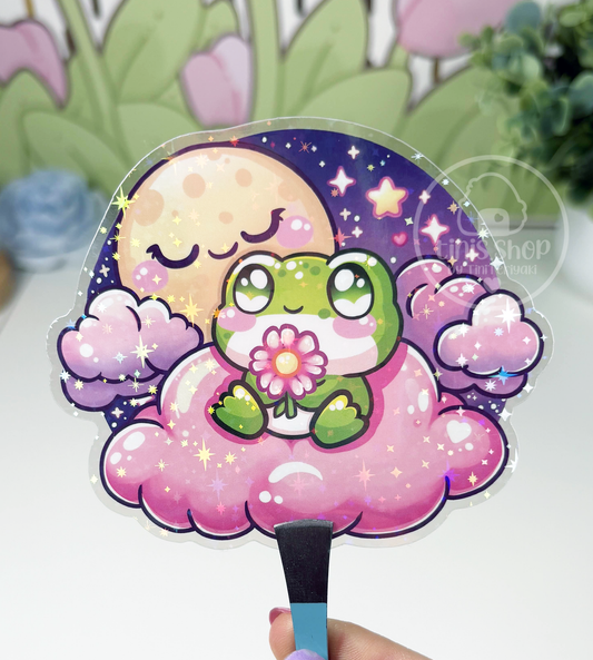 Froschi Mond - Chunky Sticker transparent mit Holo-Effekt