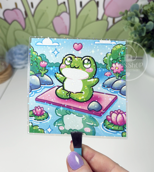 Froschi Yoga - Chunky Sticker transparent mit Holo-Effekt