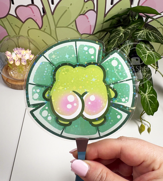 Froschpopo - Chunky Sticker transparent mit Holo-Effekt
