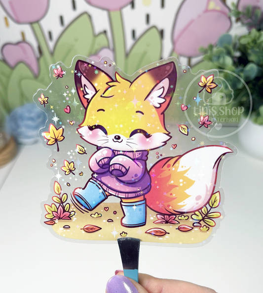 Fuchs im Herbst - Chunky Sticker transparent mit Holo-Effekt