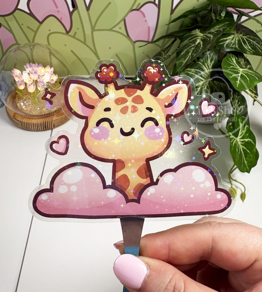 Giraffe - Chunky Sticker transparent mit Holo-Effekt