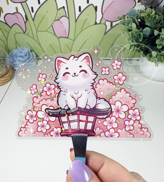 Katze auf Laterne - Chunky Sticker transparent mit Holo-Effekt