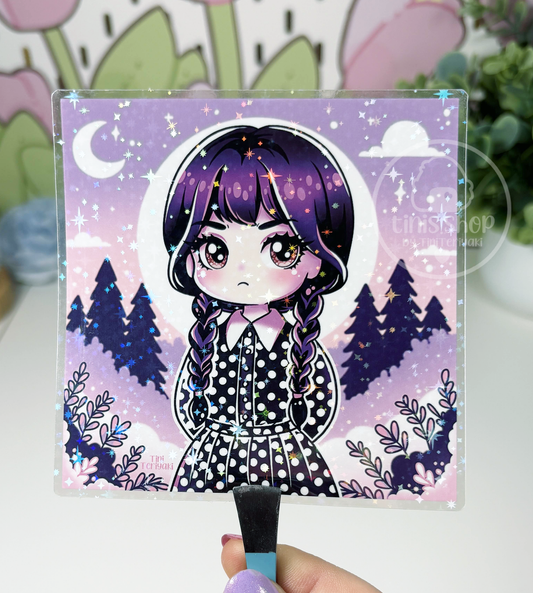 Mittwoch mit Hintergrund - Chunky Sticker transparent mit Holo-Effekt