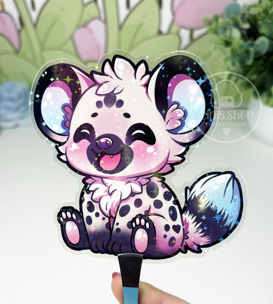Tüpfelhyäne - Chunky Sticker transparent mit Holo-Effekt