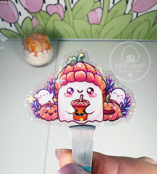 Kürbisgeist - transparenter Sticker mit Holo-Effekt