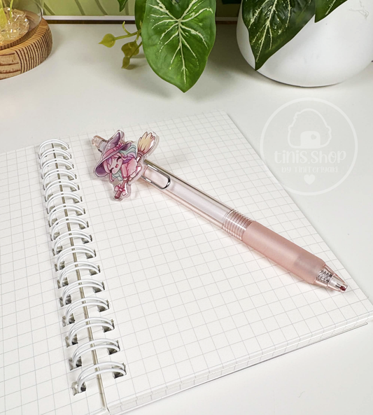Hexe auf Besen - Stift rosa