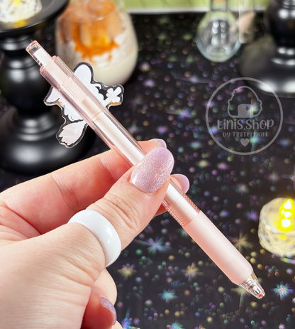 Hexe auf Besen - Stift rosa