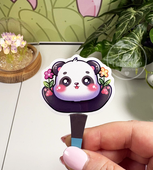 Panda Blumen - weißer Vinyl Sticker
