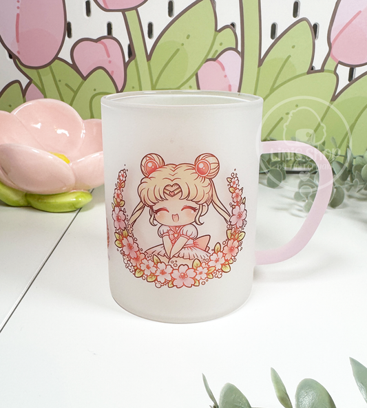 Mondprinzessin Sakura Collection - Glastasse Henkel rosa