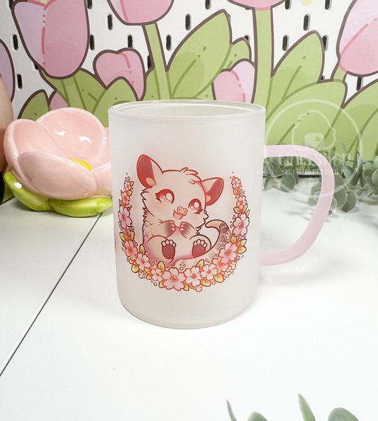 Opossum Sakura Collection - Glastasse Henkel rosa