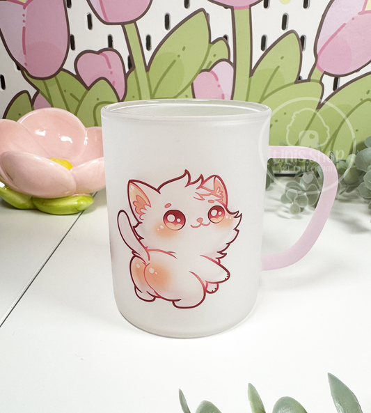 Popokatze - Glastasse Henkel rosa