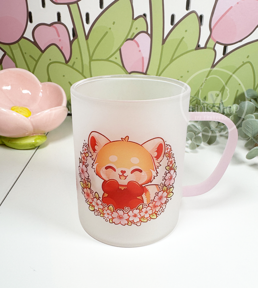 Red Panda Sakura Collection - Glastasse Henkel rosa
