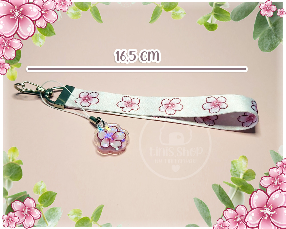 Schlüsselband lang – Sakura hell | mit Charm | 16,5 cm