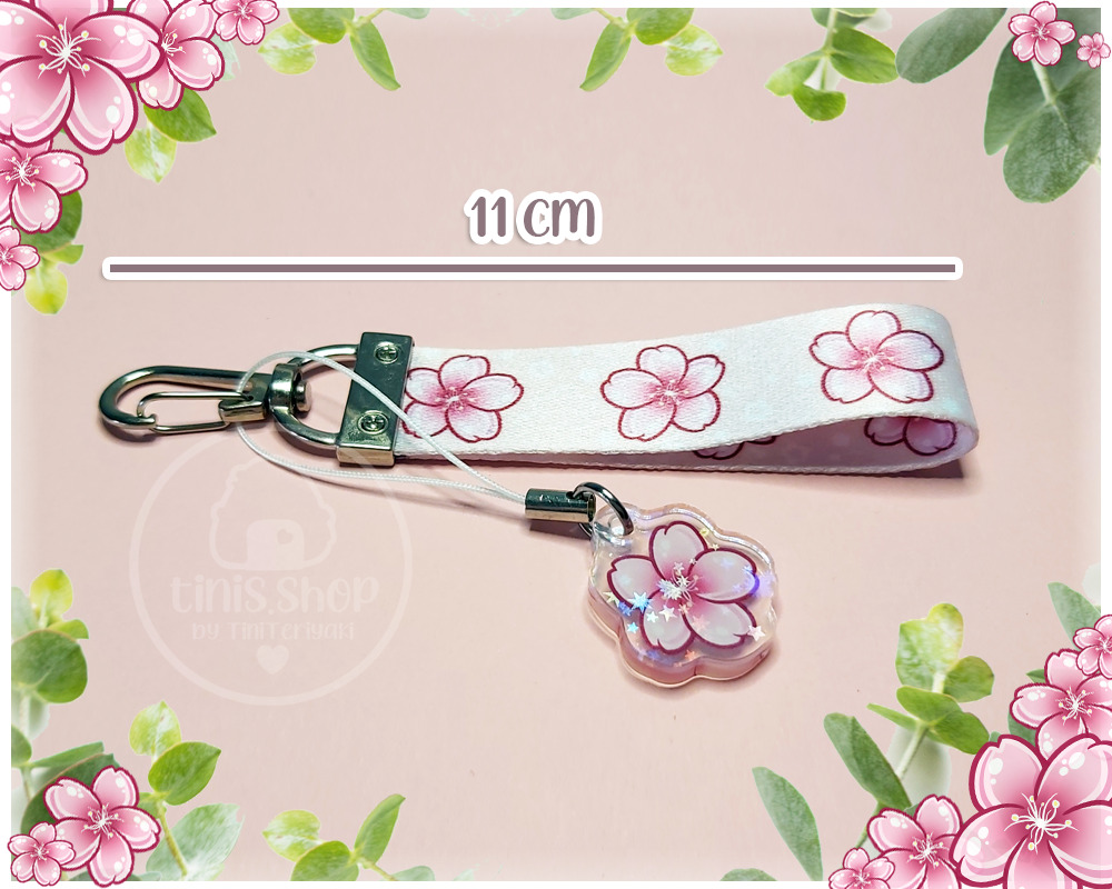 Schlüsselband kurz – Sakura hell | mit Charm | 11 cm